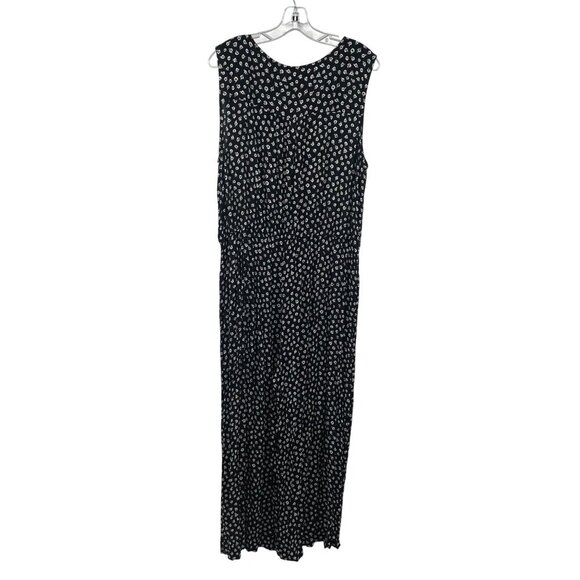 Gap Womens Floral Jumpsuit Sleeveless Wide Leg Black/White Size XL Pockets - Picture 7 of 9